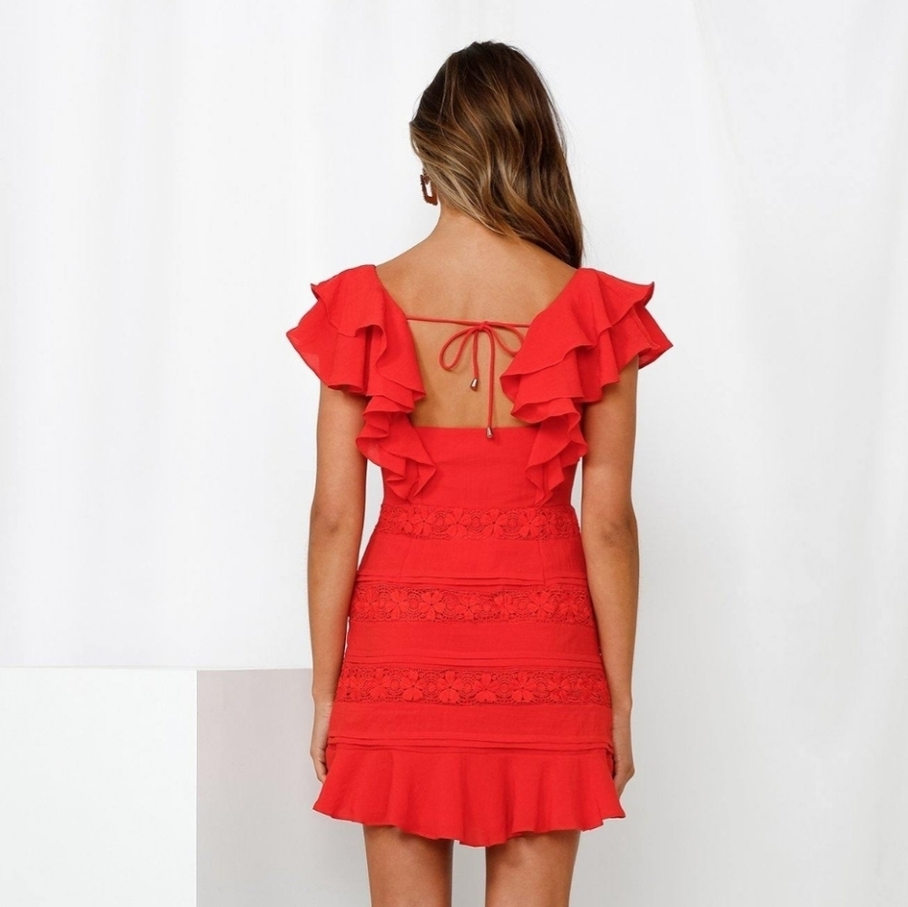 Saints + Secrets Ruffle Shoulder Mini Dress - Picture 2 of 13